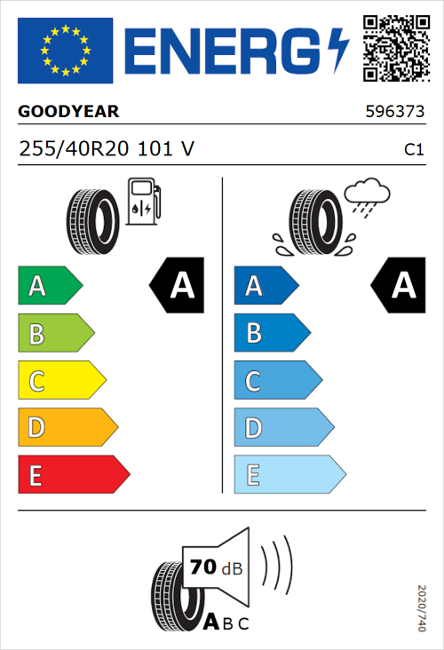 Tyre Label for Goodyear Eagle F1 Asymmetric 6 255/40R20 101V